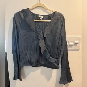 a new day Charcoal Ruffle Blouse